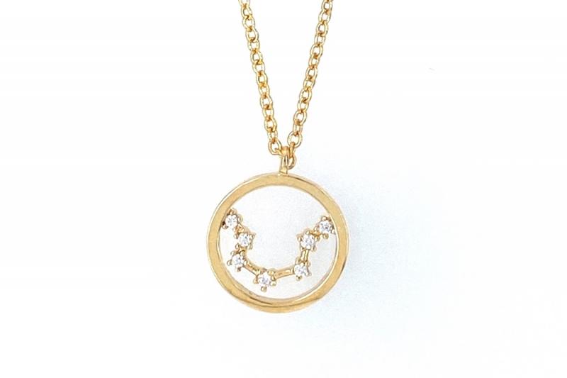 [Ozel] Subtle Charm Glossy Brass Cubic Necklace